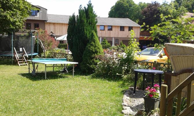 Ferienwohnung in S&uuml;sel - Ferienhof Haas - Spielwiese mit Trampolin und Tischtennis