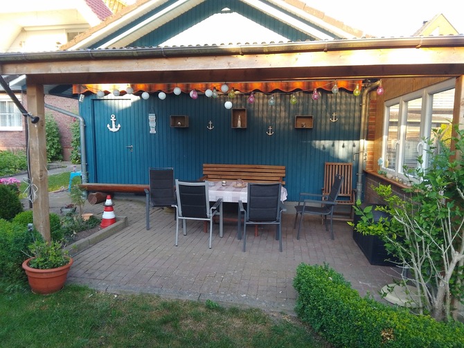 Ferienwohnung in Kabelhorst - Gei&szlig;ler - Terrasse im Garten