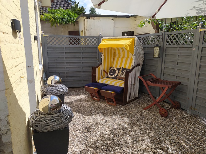 Ferienwohnung in Heiligenhafen - Ferienwohnung in der Altstadt - Terrasse ,Strandkorb