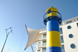 Apartment 32, Apartmenthaus Hafenspitze, Blickrichtung Binnenhafen Nord/offenes Meer