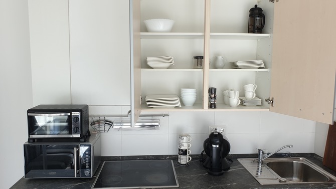 Ferienwohnung in B&ouml;rgerende - Appartement 2 - D&uuml;nenblick - K&uuml;chenger&auml;te und Geschirr