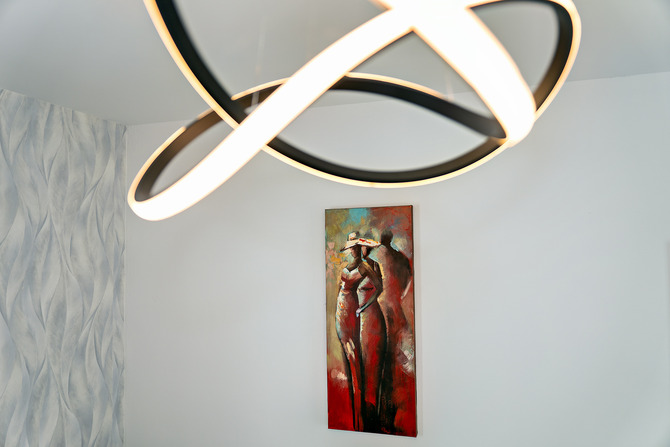 Ferienwohnung in B&ouml;rgerende - Appartement 2 - D&uuml;nenblick - WZ Beleuchtung